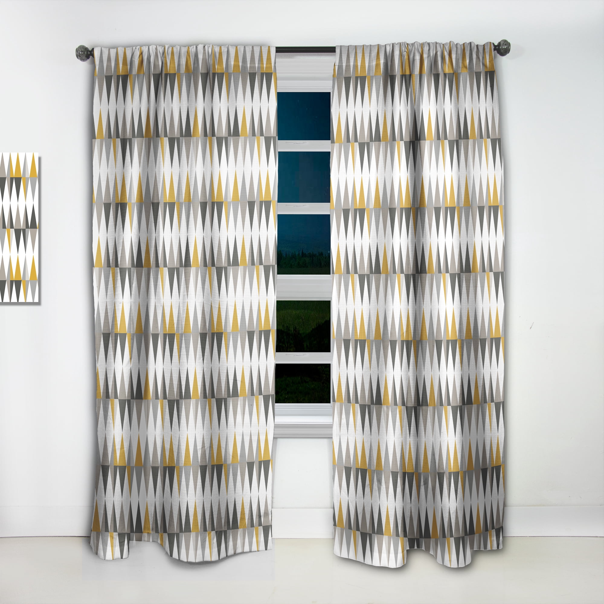 Designart 'Diamond Retro Pattern VIII' Mid-Century Modern Curtain Panel