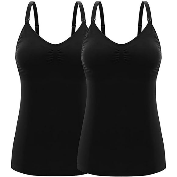 breaise Breastfeeding Sleeveless, 2 Pack Maternity Tank Tops for Women Front Buckle Nursing Shirts Lightweight Pregnancy High Elastic Body Shaping Camisole Athletic Yoga Shirts