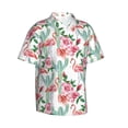 thumbnail image 2 of Daiia Flamingo Flower Hawaiian Shirt for Men Gentle Cotton Regular Short Sleeve Casual-X-Large, 2 of 9