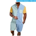 thumbnail image 3 of UVEASISHA Mens Polos Sets 2 Piece Outfits,Men's Short Set Big and Tall Summer Tracksuit Short Sleeve Button Down Polos Shirt and Shorts Set with Pocket 2025 Mint Green, 3 of 5