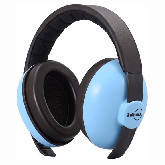 Baby Ear Defenders 0-24 Months | Noise Cancelling Headphones for Airplane Travel, Noise Reduction Earmuffs with Soft Headband, Hearing Protection & Sleep Comfort for Sensitive Ears, Blue