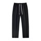 thumbnail image 3 of Pantalones largos para hombre, deportivos, informales, lisos, con cintura elástica y cordón ajustable, de pierna ancha, rectos y cilíndricos, de poliéster., 3 of 4