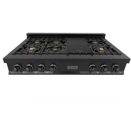 ZLINE - Professional 48" Gas Cooktop with 7 Burners - Black Stainless Steel