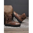 thumbnail image 3 of Men's High-Top Combat Boots with Lace-Up Adjustable Buckle Strap, Mixed Fabric & Faux Leather Upper, Durable Outdoor Footwear for Daily Wear and Casual Activities, 3 of 9