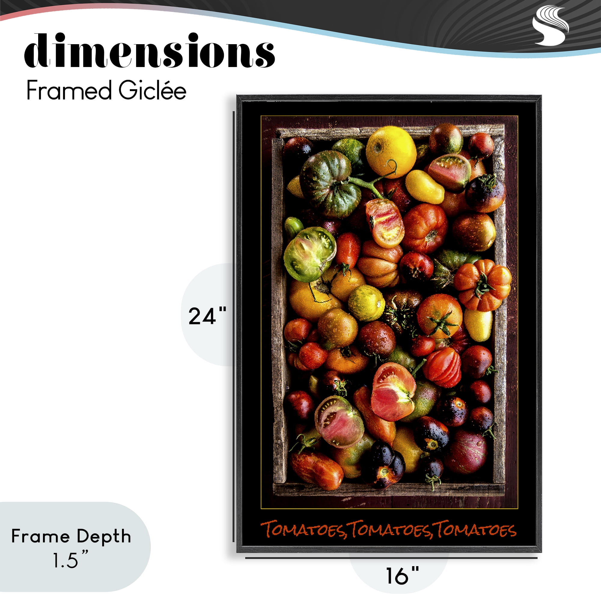 Stupell Industries Ripe & Bountiful Tomato Harvest Black Framed Giclee Art, design by Carl Kravats