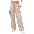 thumbnail image 2 of Women's Wide Leg Pants - Lightweight Pleated Casual Long Trousers - Loose Elastic Waist Drawstring Outdoor Running Pants with Pockets, 2 of 9