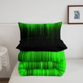 thumbnail image 5 of meiyoeat line Geometric Print Full Size Comforter Sets,Black Green Neon Striped Bedding Comforter Set,Reversible,3-Piece,1 Comforter and 2 Pillowcases, 5 of 7