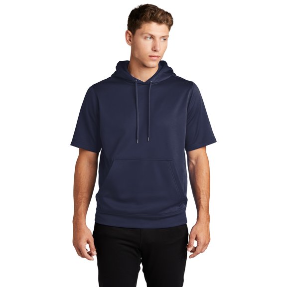 Sport-Tek ST251 Sport-Wick Fleece Short Sleeve Hooded Pullover, White, 4XL