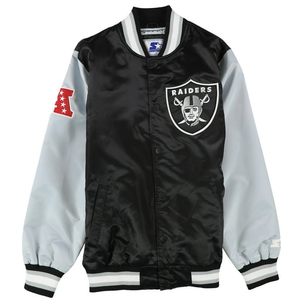 STARTER Mens Las Vegas Raiders Varsity Jacket Black Large