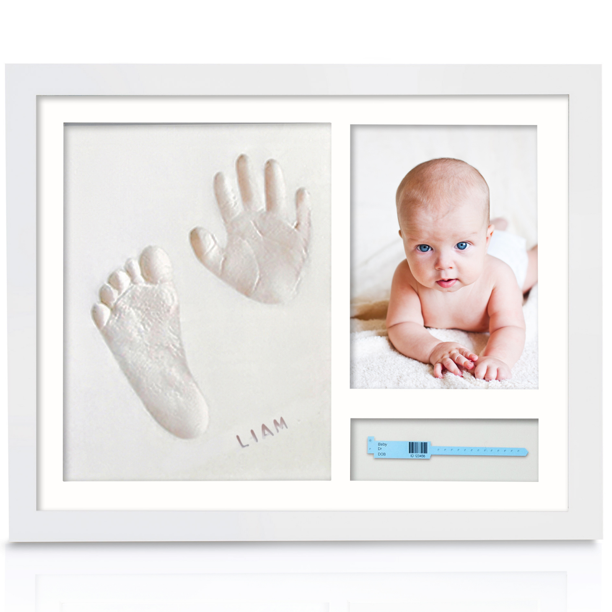 KeaBabies Personalized Baby Hand and Footprint Kit, for Newborn, Boy, Girl (Alpine White