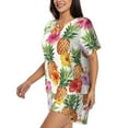 thumbnail image 2 of "Wukai Hawaiian Pineappl Women's Pajama Set - Short-Sleeve Top and Shorts with Elastic Waistband and Pockets for Loungewear, Yoga, and Casual Wear-Large, 2 of 8