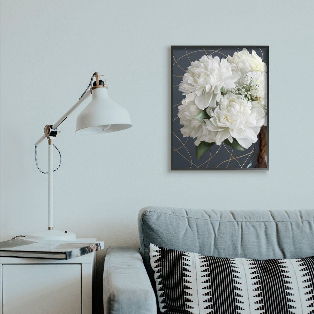 Stupell Industries White Flower Bouquet Petal Detail Interior Painting Framed Wall Art Design by Ziwei Li, 24" x 30", Black Framed