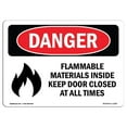 thumbnail image 1 of SignMission OS-DS-A-1218-L-1252 12 x 18 in. OSHA Danger Sign - Flammable Materials Door Closed All Times, 1 of 1