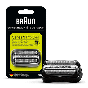 32B Series 3 Shaver Replacement Head for Braun Electric Razors,Foil & Cutter Replacement Cassette Compatible with Braun Shaver Models 320 330 340 350CC,Black