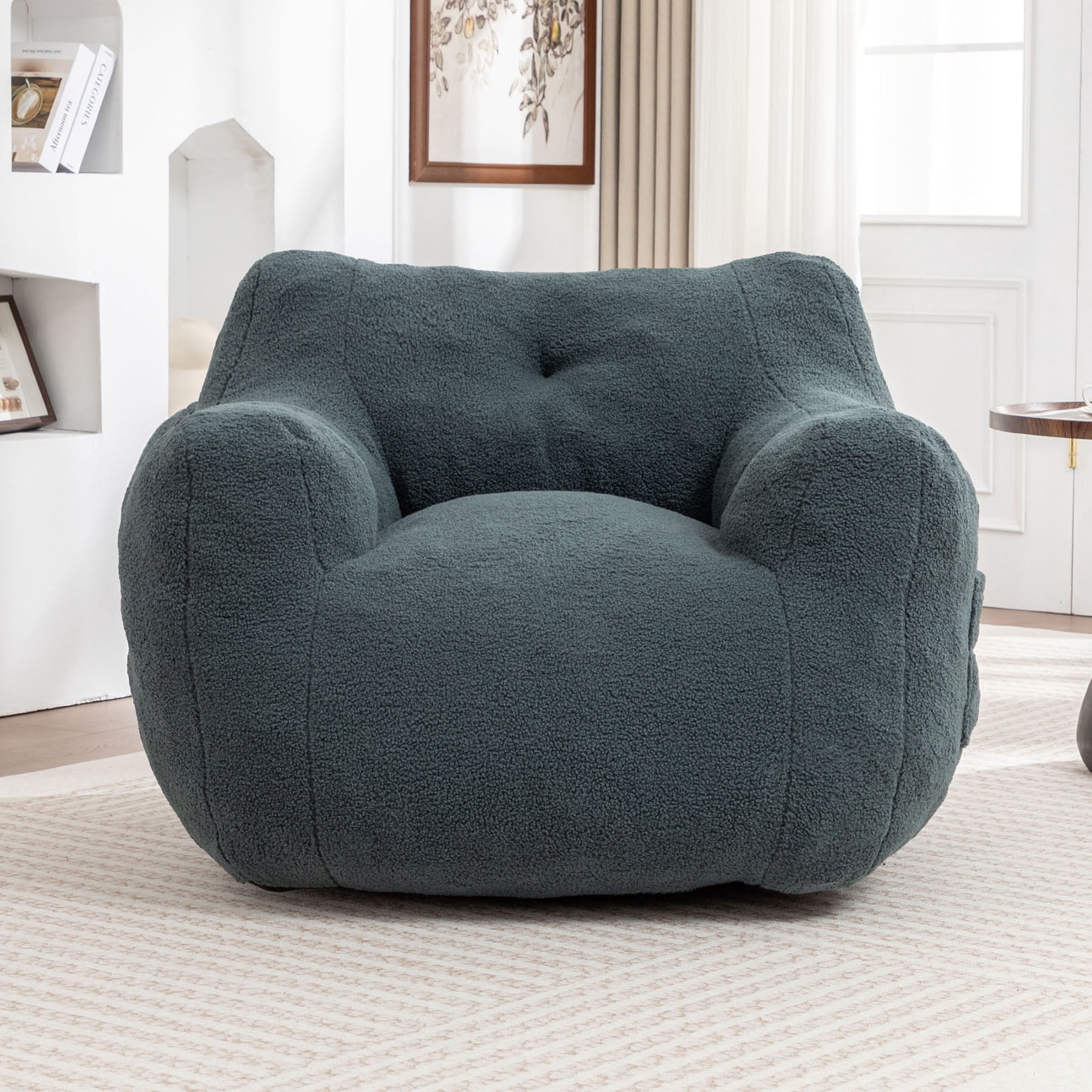S-HOME Plush Bean Bag Chair with Comfy Armrests Perfect for Adults Featuring High-Density Foam for Reading or Lounging