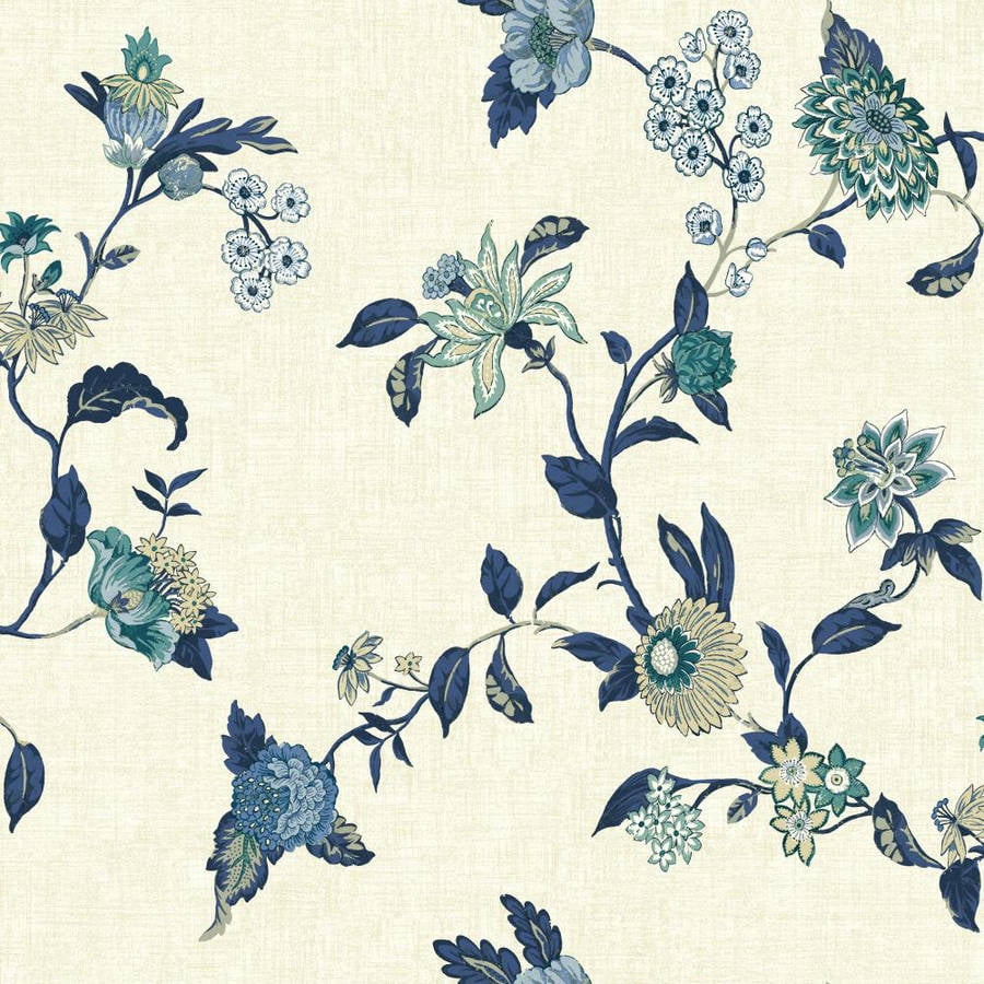 York Wallcoverings Navy Blue Graceful Garden Trail Removable Wallpaper