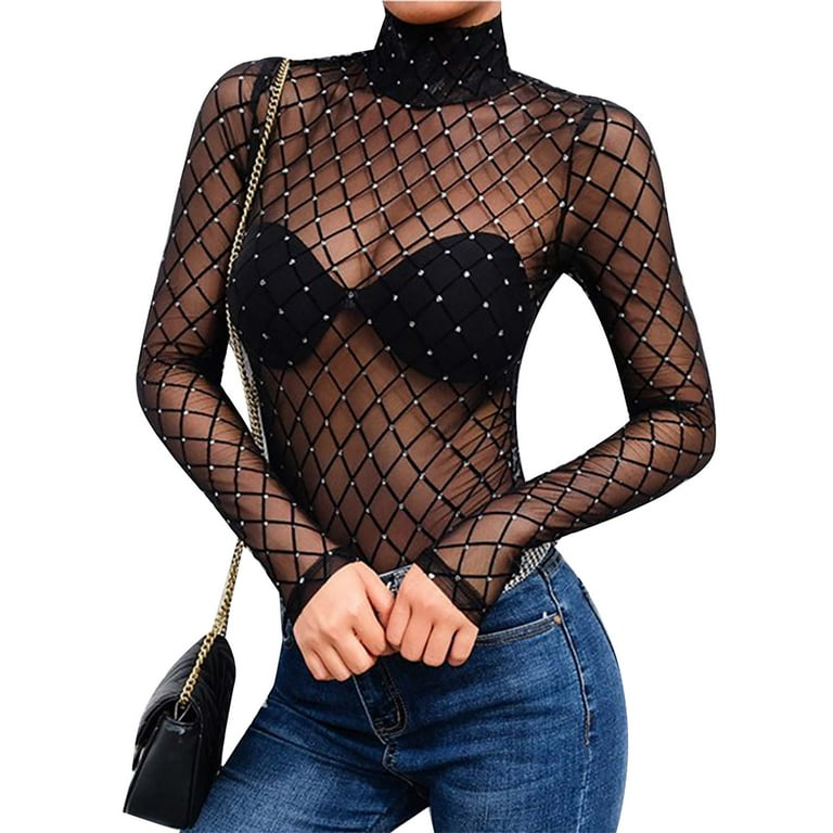 High neck hotsell fishnet top