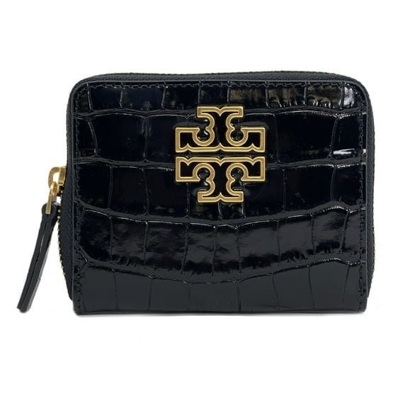 Tory Burch Women's Britten Croc Embossed Leather Medium Wallet (Black)