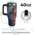 thumbnail image 2 of 40 oz Insulated Tumbler with Handle, Leak-Proof Straw Lid, Stainless Steel Travel Mug for Car & Road Trips - Universe Butterfly Glowing, 2 of 6