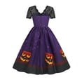 thumbnail image 2 of DYMADE Womens Halloween Lace Short Sleeve Printed Swing Dress, 2 of 3