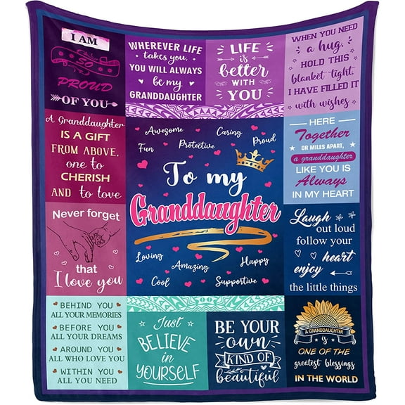 Granddaughter Gifts Blanket 50"x60", Granddaughter Gifts From Grandma, Granddaughter Gifts From Grandparents, Gifts For Granddaughter, Birthday Graduation Gifts For Granddaughter Throw Blankets