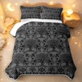 thumbnail image 2 of Homewish Nature Botanical Tree Twin Quilt Set,Aztec Geometric Rhombus Twin Coverlet Set,Gray Black,Black Reversible,2-Piece, 2 of 7