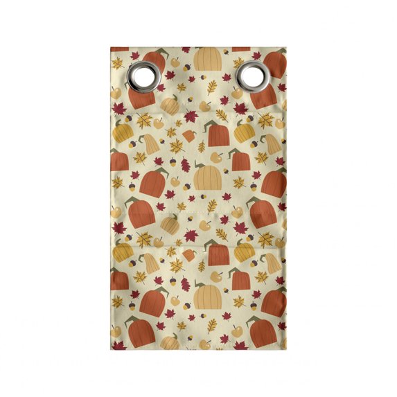 Autumn Hanging Pocket Organizer, Pumpkin Season Warm Tones Maple Leafs Seasonal Ornaments Print Illustration, Printed Polyester Storage Bag with Pockets, 9" x 16", Pale Orange Cream