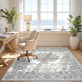 thumbnail image 3 of Design&I 8'x10' Washable Area Rug Snag-Free Oushak Inspired Central Emblem With Trailing Vine Scroll Accents for Dining Room, Large Office, Lounge, 3 of 7