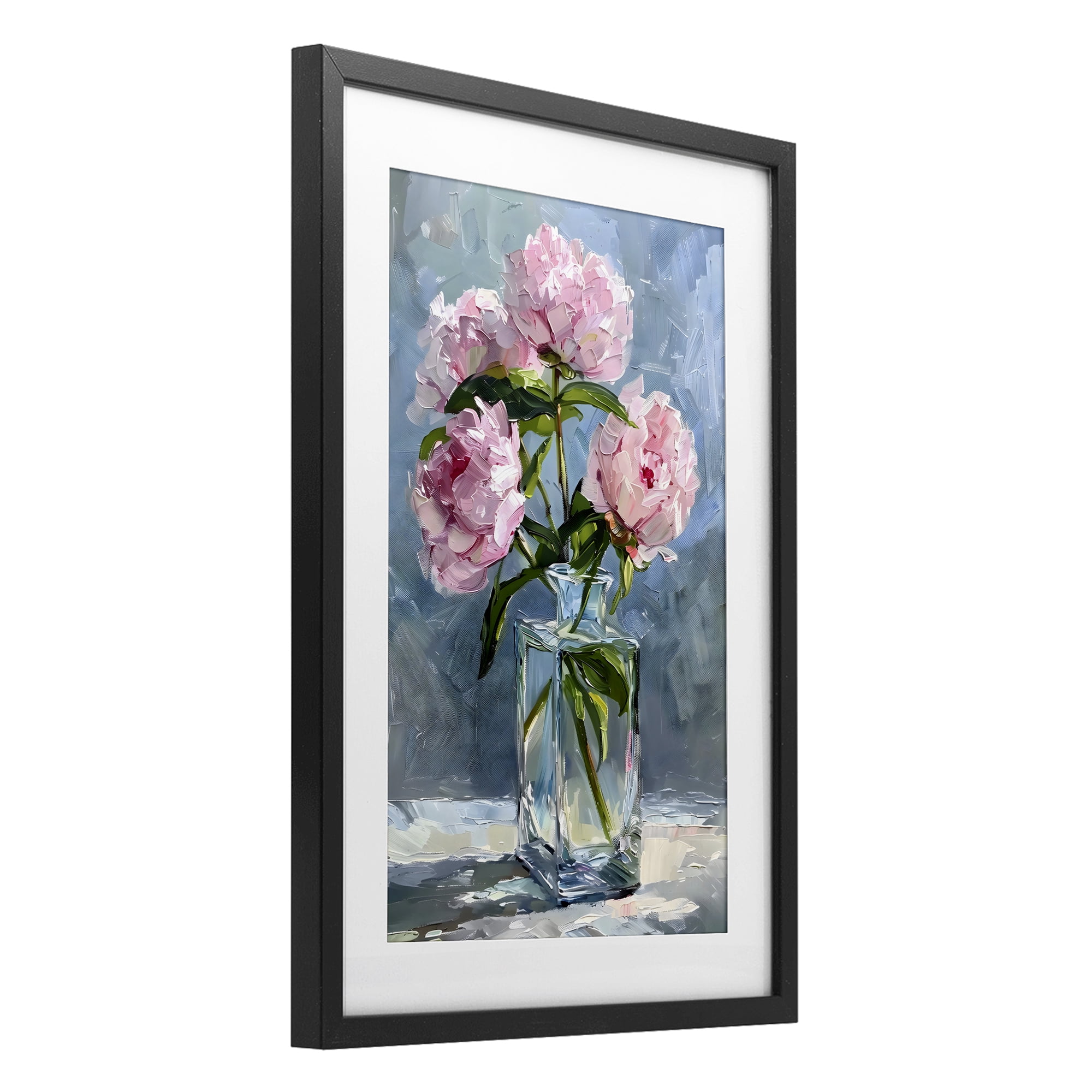 Stupell Industries Beautiful Pink Pastel Peonies Black Framed Print Under Glass, design by Creative Studio