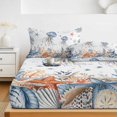 thumbnail image 6 of King Size Fitted Sheet Set - Jellyfish Coastal 3 Piece Bedding Sets 16" Deep Pocket Fitted Sheet with 2 Pillowcases, Summer Beach Coral Starfish Ocean Brushed Microfiber Hotel Luxury Bed Sheets, 6 of 9