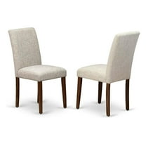 ABPNT35 Abbott Classic Parson Chairs - Doeskin Linen Fabric Padded Dining Chairs, Set of 2, Natural