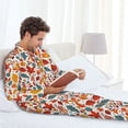 thumbnail image 5 of Bingfone Men's Pajama Set 2 Piece Loungewear PJs, Long Sleeve with Pajama Pants-Colorful Maple Leaves, 5 of 7