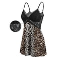 thumbnail image 3 of Qylux Women's Lingerie Sexy Lace Babydoll – Sheer Nightgown Sleepwear Leopard print 2XL, 3 of 9