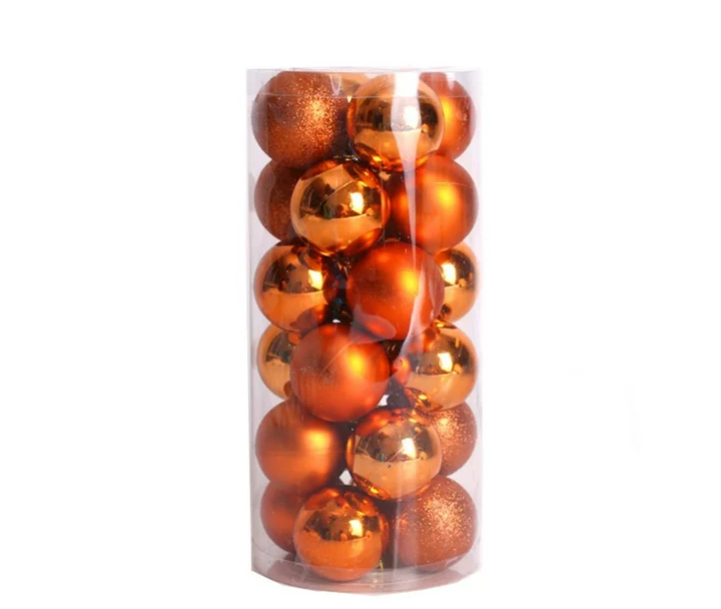 Orange Christmas Ball Ornaments 24pcs Small Shatterproof Christmas Tree