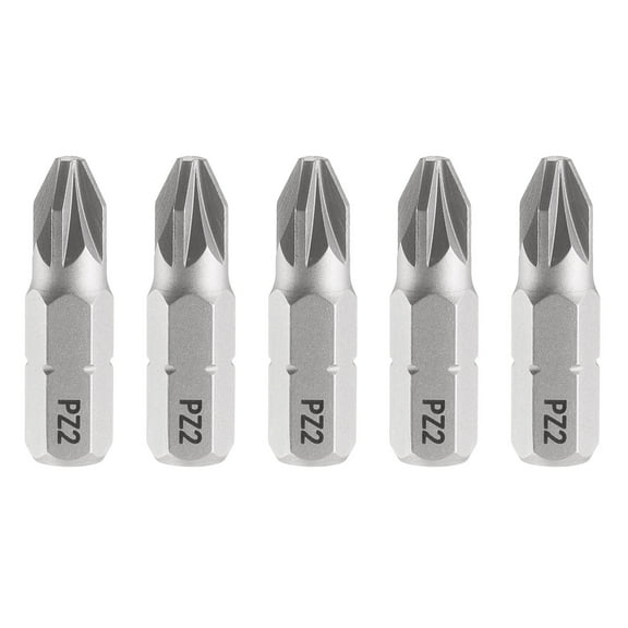 Uxcell 5pcs PZ2 Pozi Screwdriver Bit 1/4" Hex Shank 25mm/1" Length Magnetic Phillips Slotted Hex Bits S2 Steel Screw Driver Bit