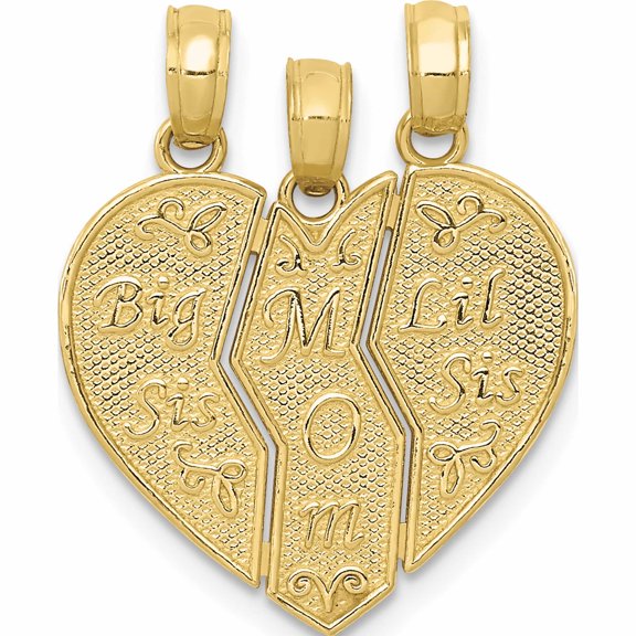 10K Yellow Gold Break-Apart Big Sis, Mom, Lil Sis Charm (24 X 7) Made In United States 10m298a