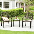 thumbnail image 2 of Gymax 2 Pieces Cast Aluminum Chairs Set of 2 Stackable Patio Dining Chairs w/ Armrests, 2 of 10