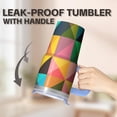 thumbnail image 5 of 20oz Stainless Steel Insulated Tumbler with Handle, Geometric Texture Design, Leak-Proof Travel Coffee Mug with Straw, 5 of 5