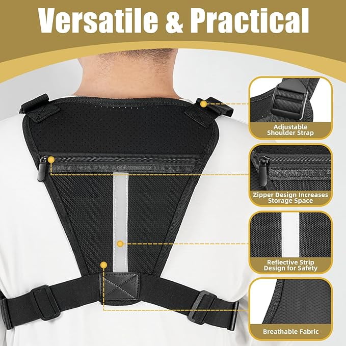 Chest Bag for Men,Running Pack Vest for Workouts,Water Resistant Sports Chest Pack For Running