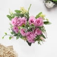 thumbnail image 2 of Artificial Flower Palace French Style Indoor Decor Faux Silk Cloth Fairy Rose Fake Flower Ornaments-Purple, 2 of 8