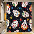 thumbnail image 3 of Day of The Dead Mexican Sugar Skull Shower Curtain Fabric Shower Curtain Set with 12 Hooks Waterproof 72 * 72 Inches for Bathroom Beach Caravan Hotel, 3 of 5