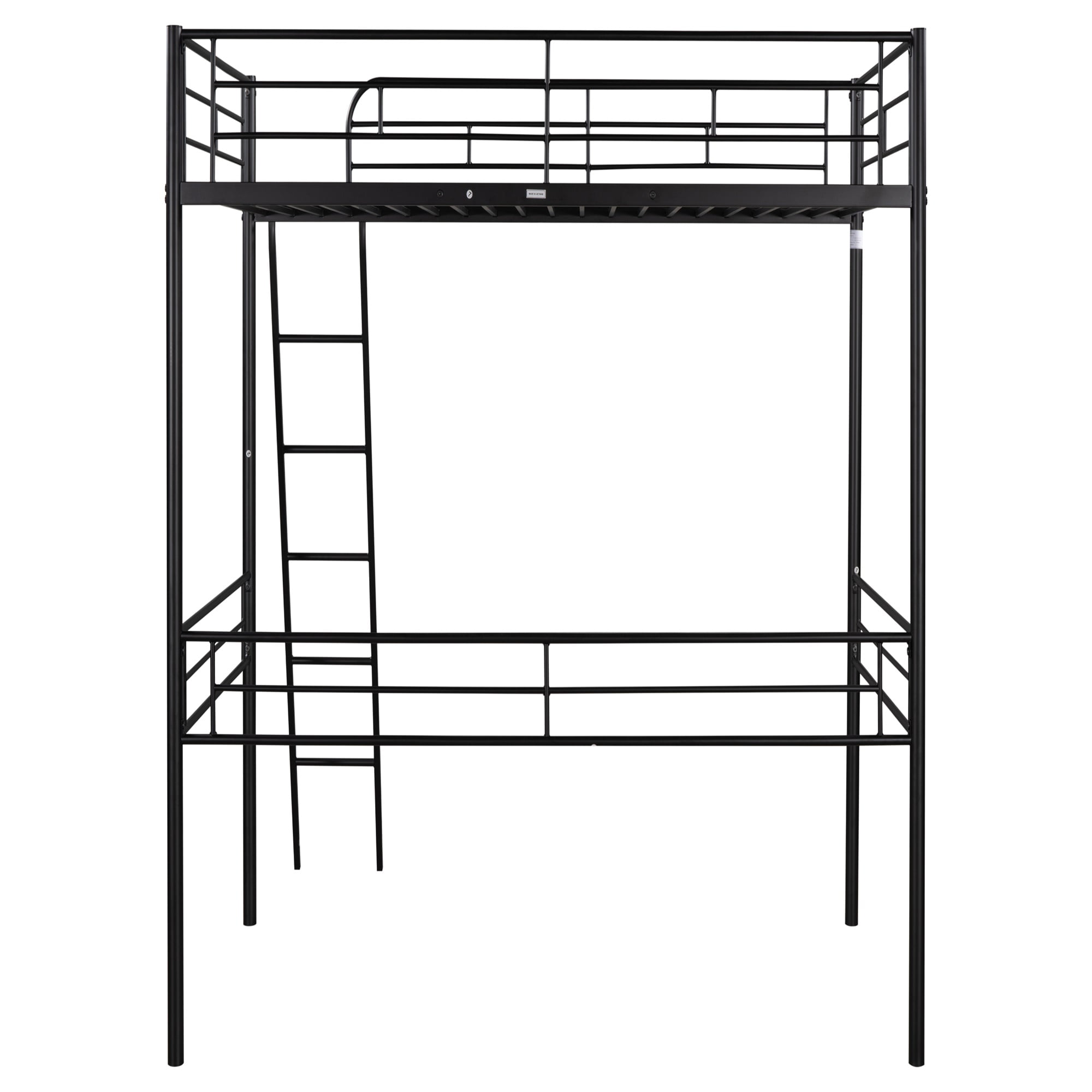 Kadyn Metal Loft Bed, Twin Loft Bed with Ladder, Bed Frame for Kids, Boys and Girls, Black