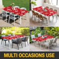 thumbnail image 5 of Red Christmas Table Cloths for 3 Foot Rectangle Tables, White Snowflake Merry Christmas Patio Waterproof Elastic Fitted Tablecloths, Washable Rectangular Table Cover for Camping, 5 of 8