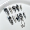 10Pcs Long Almond Handmade Press on Nails Butterfly Fake Nails Wearable