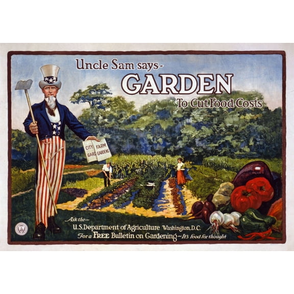 War Propaganda Poster 25x36uncle sam says garden 16in x 24in Poster Square Adults Western Graphic