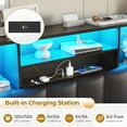 thumbnail image 6 of King Size Bed Frame with Bookcase Headboard, Wooden Bed Frame King Size with Charging Station, 4 Storage Drawers and LED Lights, with Type-C and USB, No Box Spring Needed, Black, 6 of 9
