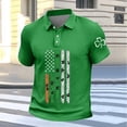 thumbnail image 4 of IWRICH Men's Plus Size Polo Shirts Waffle St. Patrick's Day Shamrock Short Sleeve Tees Casual Slim Fit Holiday Tops Green XL, 4 of 5