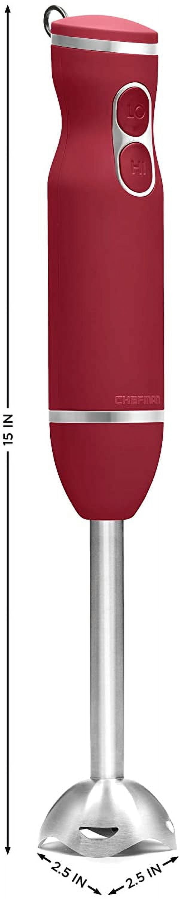 Immersion Stick Hand Blender with Stainless Steel Blades, Powerful Electric Ice Crushing 2-Speed Control Handheld Food Mixer, Red