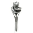 thumbnail image 4 of Women's High Polished Stainless Steel Engagement Ring with AAA Cubic Zirconia - Size 10, 4 of 5