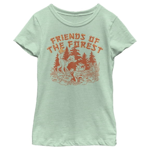 Girl's Bambi Artistic Friends Of The Forest Graphic Tee Mint Medium
